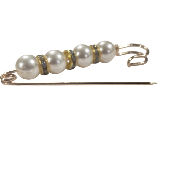 ELEGANT FAUX PEARL/ RHINESTONE RING /KAFTAN/JEAN/SWEATER/SHAW PIN - Picture 7 of 9